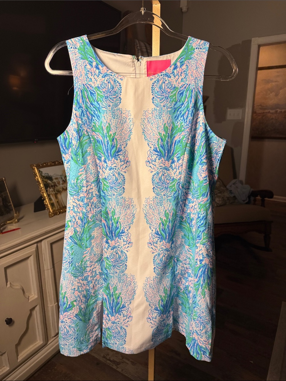 Lilly Pulitzer Sleeveless Seafoam Patterned Shift Dress w/ shorts